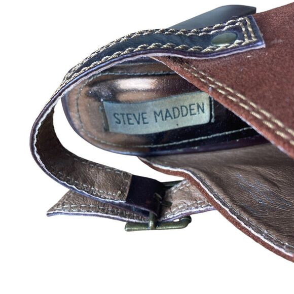 Steve Madden Clogs Size 7.5 Carnee Wooden Round Toe Studded Mule Heel Suede - Picture 5 of 9